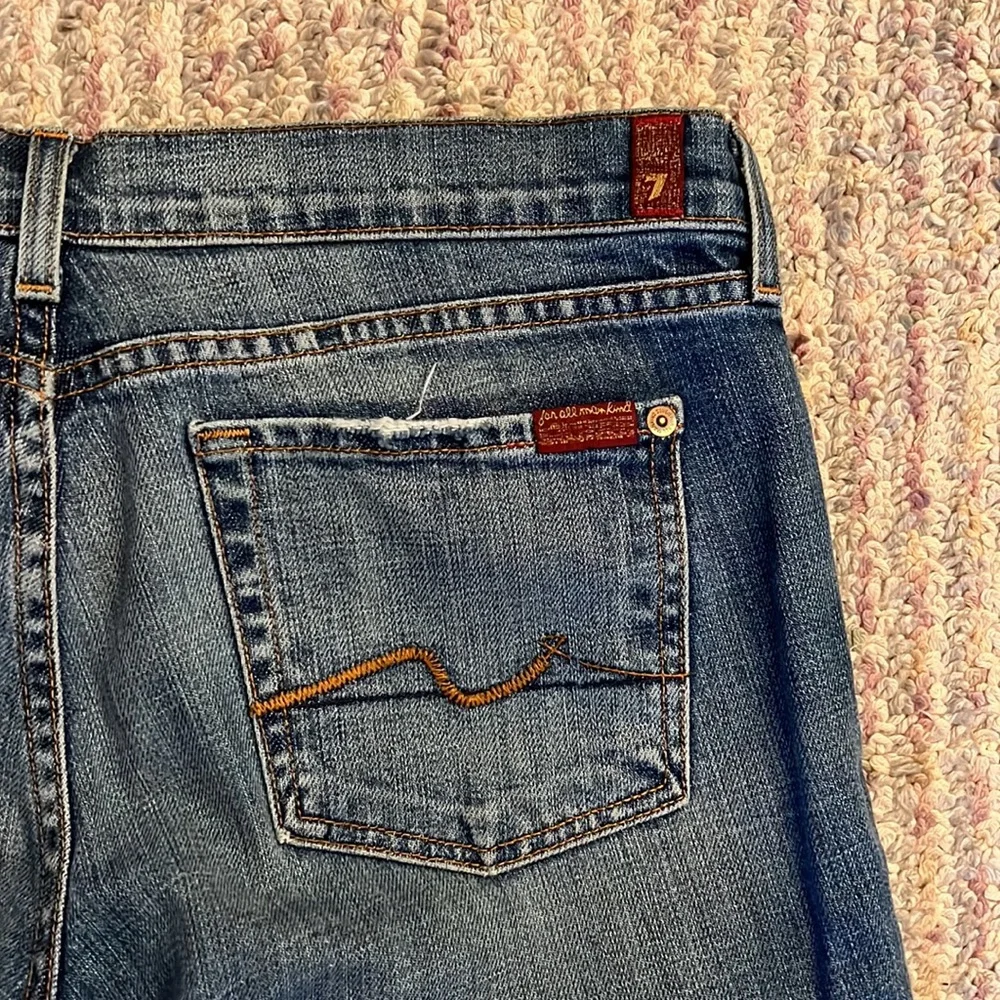 7 For All Mankind Blue Boot Cut Jeans with Vintage Fading - Picture 6 of 6